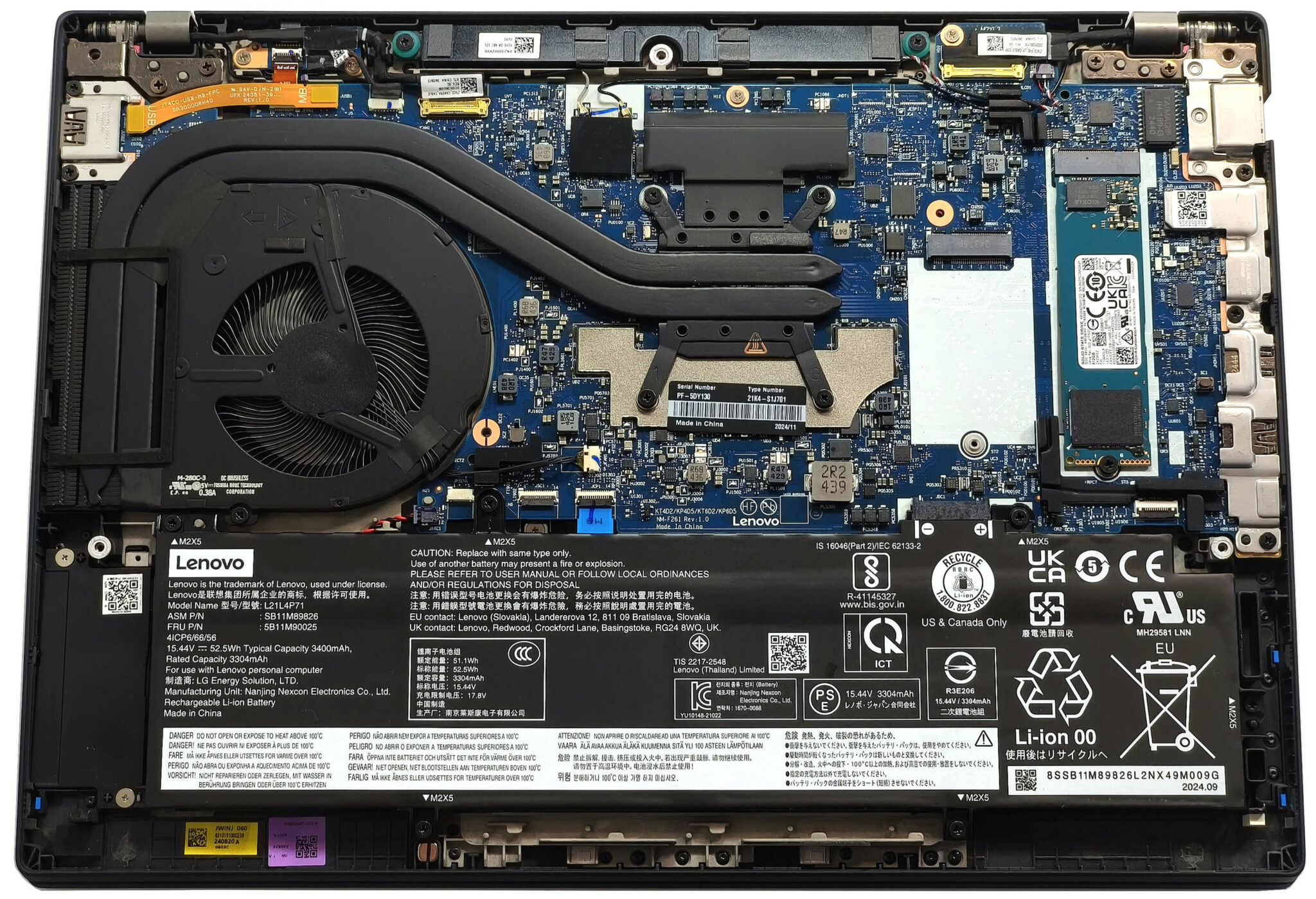 Internal Photo of Lenovo ThinkPad T14s Gen 2, EG50040S1-CN50-S9A, Fan original SUNON (T14 Gen 4)